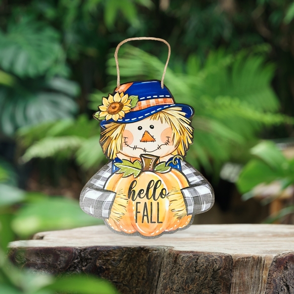 Hello Fall Scarecrow Hanging Decor - Picture 1 of 1
